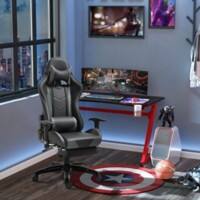 Homcom Gaming Chair Faux Leather Black, Grey