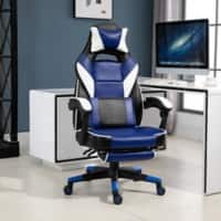 Vinsetto Ergonomic Gaming Chair with Padding Footrest Neck Blue