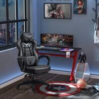 Vinsetto Gaming Chair with Retractable Footrest Grey
