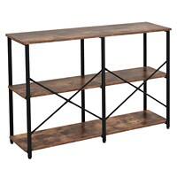 Homcom Industrial Wood Rack Steel Brown