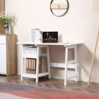 Homcom Computer Desk With Bookshelves White