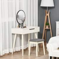 HOMCOM Dressing Table And Stool White 40 x 123 cm