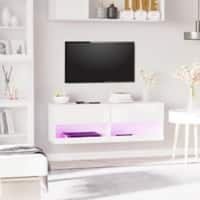 Homcom TV Stand High Gloss White