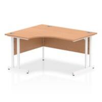 dynamic Impulse Height Adjustable Left-hand Desk Rectangular Oak MFC White 1,400 x 1,200 x 730 mm