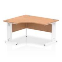 dynamic Impulse Height Adjustable Left-hand Desk Rectangular Oak MFC White 1,400 x 1,200 x 730 mm