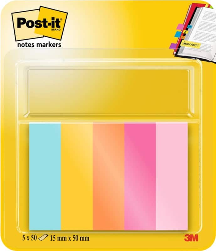 Post-it Notes Markers Page Markers  Blue, Orange, Pink, Yellow   5 Pads of 50 Sheets