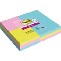 Post-it Super Sticky Notes 101 x 152 mm Cosmic Colours 90 Sheets Value Pack: 3 Pads of 101 x 152 mm + 6 Pads of 76 x 76 mm Free