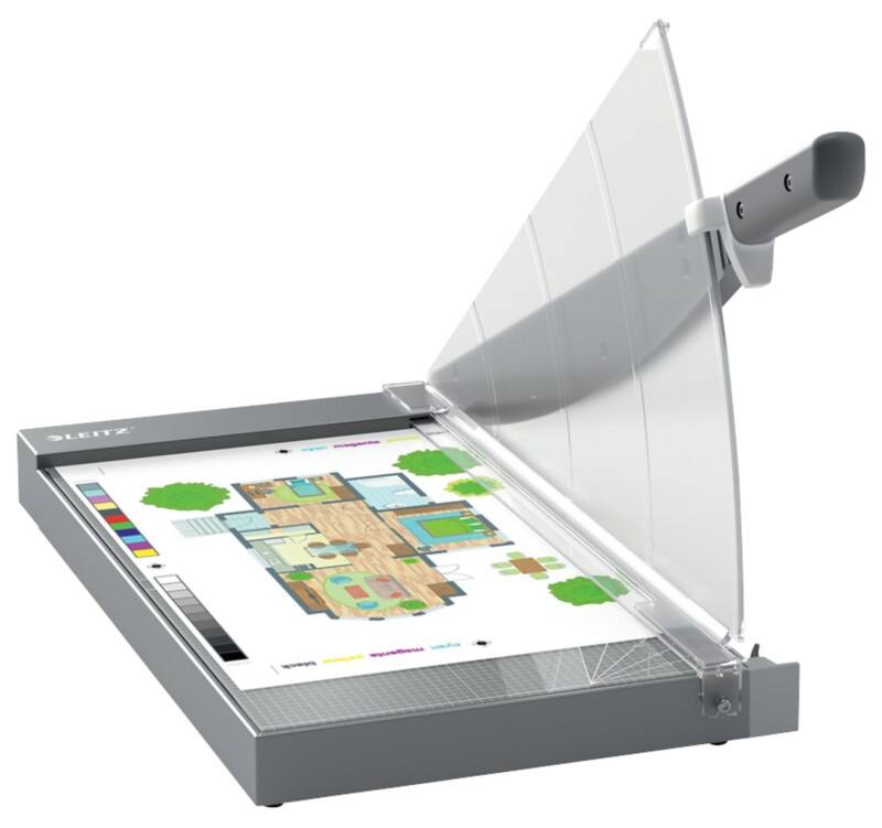 Leitz Precision Office Pro Guillotine Paper Cutter 9024 A3 420 mm Steel Blade Premium Glass Bed EdgeGlow Light Grey 25 Sheets
