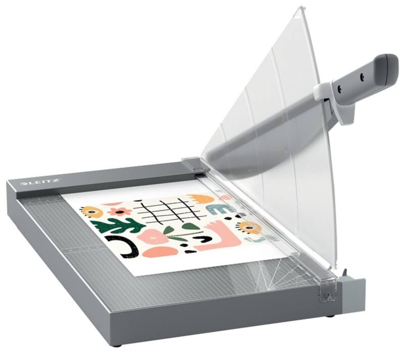Leitz Precision Office Pro Guillotine Paper Cutter 9023 A4+ 381 mm Steel Blade Premium Glass Bed EdgeGlow Light Grey 25 Sheets