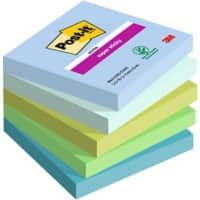Post-it Super Sticky Notes Oasis 76 x 76 mm Assorted 90 Sheets Pack of 5
