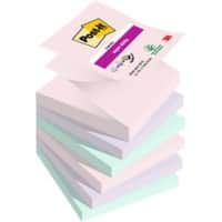 Post-it Soulful Colour Collection Super Sticky Z-Notes 76 x 76 mm Assorted 90 Sheets Pack of 6