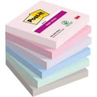 Post-it Soulful Colour Collection Super Sticky Notes 76 x 76 mm Assorted 90 Sheets Pack of 6