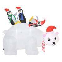 Homcom Christmas Polar Bear and Penguin Inflatable White 90 x 155 cm