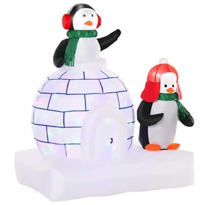 Homcom Christmas Two Penguins Inflatable White 85 x 150 cm