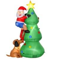 Homcom Christmas Santa Claus Inflatable Green 85 x 180 cm