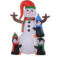 Homcom Christmas Snowman and Penguins Inflatable Multicolour 70 x 180 cm