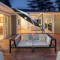 OutSunny Parasol with LED Solar Light Grey