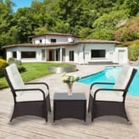 OutSunny Outdoor Furniture Set Rattan with Steel Frame White