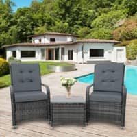 OutSunny Outdoor Furniture Set Rattan with Steel Frame Grey