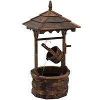 OutSunny Wishing Well Fountain Water Pump Fir Wood, Metal 120 mm Brown