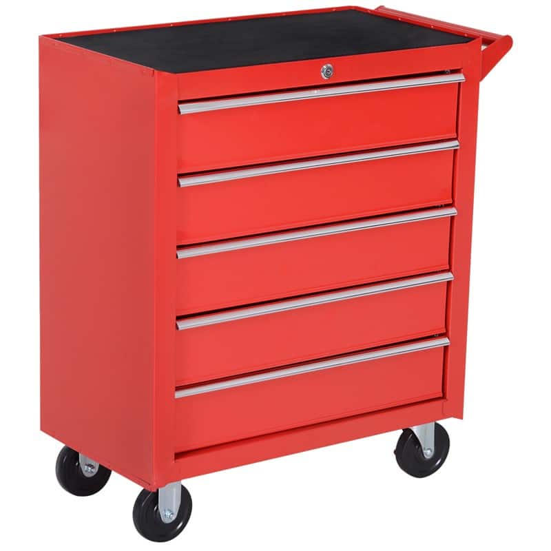 DURHAND Roller Cabinet Lockable Steel 33 x 75 cm Red