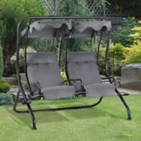 OutSunny Canopy Swing Bench Steel Fabric Grey