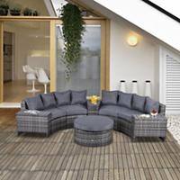 OutSunny Set Outdoor Rattan Furniture Polyester Grey