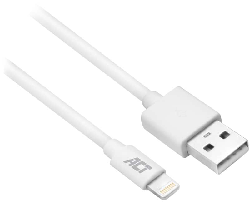 ACT USB Cable USB A Male to Apple Lightning AC3011 1 m White