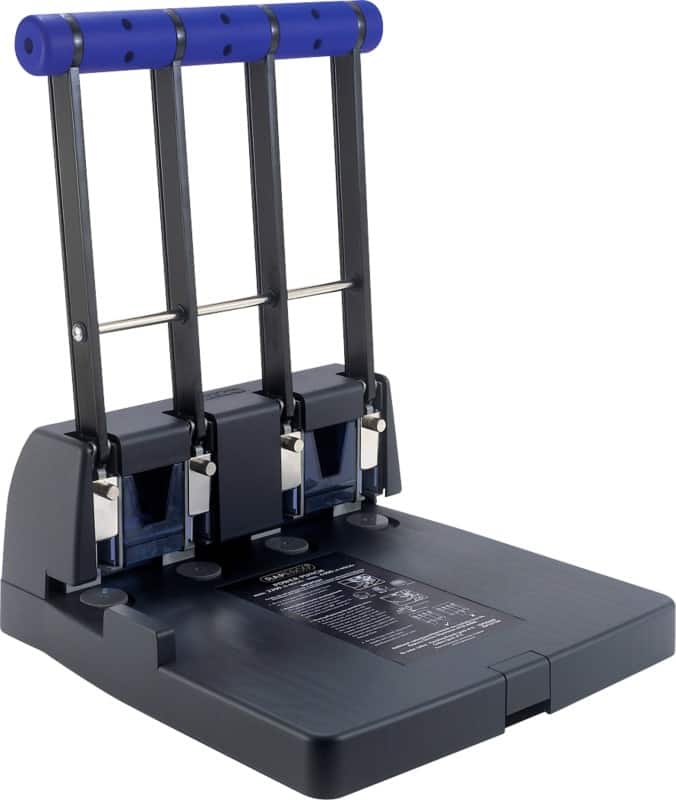 Rapesco Heavy Duty 4 Holes Hole Punch ABS (Acrylonitrile Butadiene Styrene), Metal 150 Sheets 4400 Black, Purple