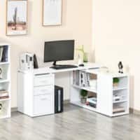HOMCOM Home Office Desk White Oak 3 Drawers 2 Pedestals 1,200 (W) x 1,490 (D) x 745 (H) mm MDF (Medium-Density Fibreboard)
