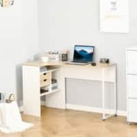 HOMCOM Corner Desk L-Shape Oak 2 Drawers 1 Pedestal 600 (W) x 1,200 (D) x 740 (H) mm Particle Board, Steel