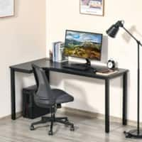 HOMCOM Corner Desk L-Shape Black Teak 4 Metal legs 810 (W) x 1,450 (D) x 760 (H) mm Metal, Particle Board