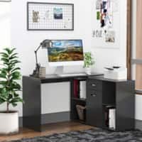 HOMCOM Home Office Desk Black Oak 1 Drawer 1 Pedestal 1,150 (W) x 1,200 (D) x 760 (H) mm MDF (Medium-Density Fibreboard), Metal