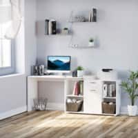 HOMCOM Home Office Desk White Oak 1 Drawer 1 Pedestal 1,150 (W) x 1,200 (D) x 760 (H) mm MDF (Medium-Density Fibreboard), Metal