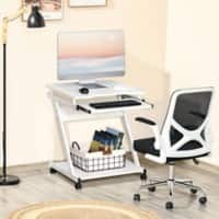 HOMCOM Computer Desk White Rubberwood Base panel 480 (W) x 600 (D) x 730 (H) mm Metal, Particle Board