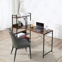 HOMCOM Computer Desk Black Rubberwood 1 Pedestal 700 (W) x 1,200 (D) x 1,200 (H) mm E1 Particle Board, Metal