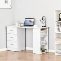 HOMCOM Computer Desk White Oak 3 Drawers 1 Pedestal 490 (W) x 1,200 (D) x 720 (H) mm MDF (Medium-Density Fibreboard)