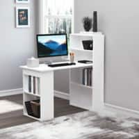 HOMCOM Computer Desk White Rubberwood Base panel 550 (W) x 1,200 (D) x 1,200 (H) mm Particle Board