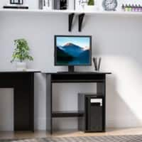 HOMCOM Computer Desk Black Rubberwood 1 Pedestal 450 (W) x 800 (D) x 735 (H) mm Metal, Particle Board