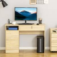 HOMCOM Home Office Desk Oak 3 Drawers 1 Pedestal 500 (W) x 1,100 (D) x 760 (H) mm Particle Board