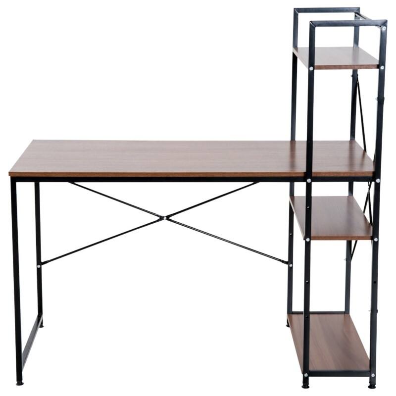 HOMCOM Computer Desk Brown Teak H-Frame 640 (W) x 1,200 (D) x 1,210 (H) mm Metal, Particle Board