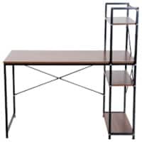 HOMCOM Computer Desk Brown Teak H-Frame 640 (W) x 1,200 (D) x 1,210 (H) mm Metal, Particle Board
