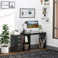 HOMCOM Home Office Desk Black Oak 2 Drawers 1 Pedestal 840 (W) x 700 (D) x 760 (H) mm MDF (Medium-Density Fibreboard), Metal