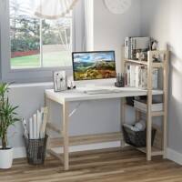 HOMCOM Home Office Desk White Rubberwood 1 Pedestal 670 (W) x 1,200 (D) x 1,205 (H) mm Particle Board