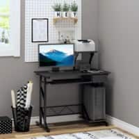 HOMCOM Computer Desk Black Oak H-Frame 1 Drawer 500 (W) x 900 (D) x 950 (H) mm MDF (Medium-Density Fibreboard), Steel