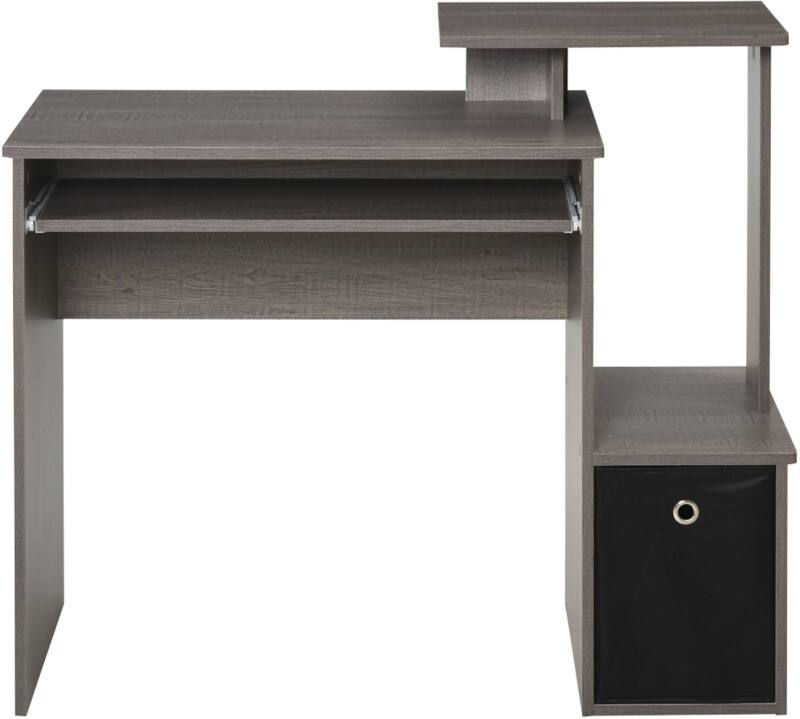 HOMCOM Computer Desk Grey Rubberwood 1 Drawer 1 Pedestal 400 (W) x 1,000 (D) x 866 (H) mm E1 Grade Particle Board