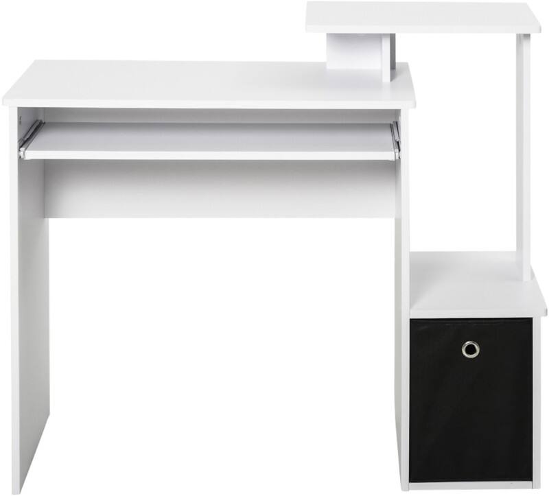 HOMCOM Computer Desk White Rubberwood 1 Drawer 1 Pedestal 400 (W) x 1,000 (D) x 866 (H) mm E1 Grade Particle Board