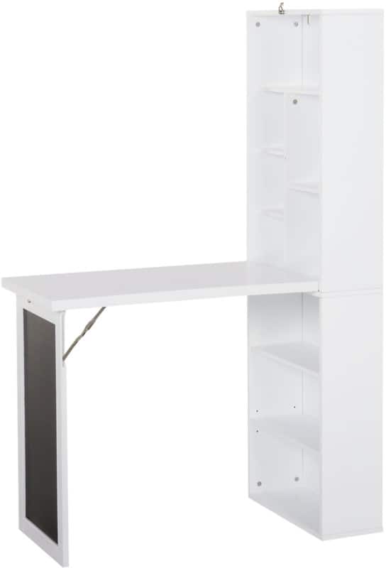 HOMCOM Home Office Desk White Rubberwood Base panel 510 (W) x 980 (D) x 1,530 (H) mm Metal, Particle Board