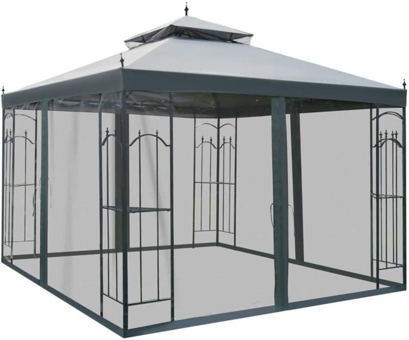 OutSunny Gazebo with Mesh Curtain Grey