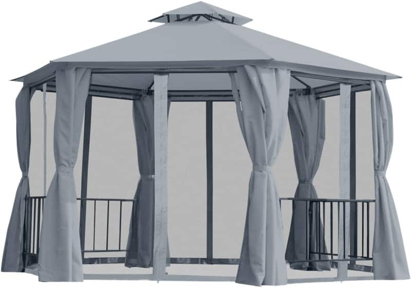 OutSunny Hexagon Gazebo Grey